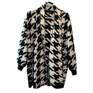 Who What Wear Houndstooth Soft Open Front Cardigan Sweater